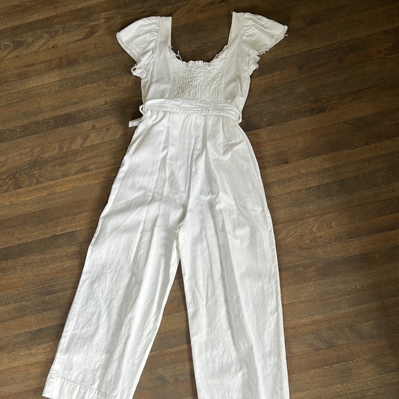 Zara White Denim Belted Jumpsuit - Picture 3 of 6